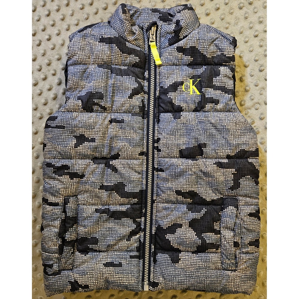 Calvin Klein Jeans Kids Grey Digital Camo Puffer Vest Full Zip 2-4T